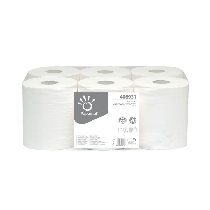 Centrefeed-Reinigungspapier Weiß, 19,8 cm x 274 m (6 Stück / Packung)