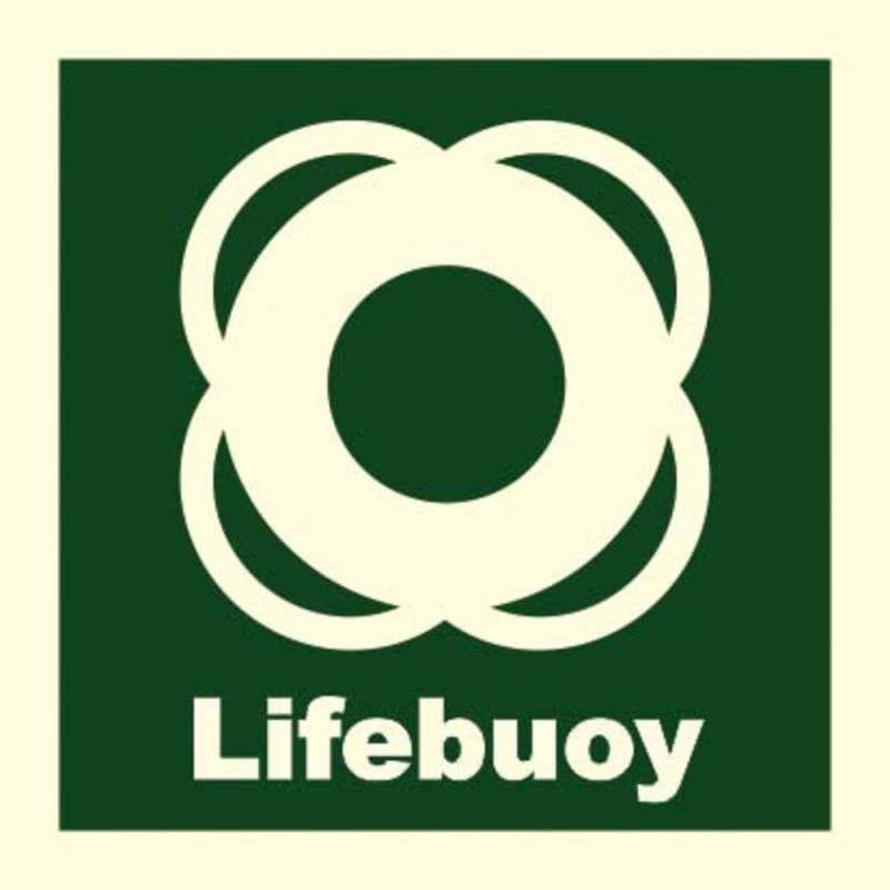 Rettungsboje-Aufkleber IMO „LIFEBUOY“ – nachtleuchtend